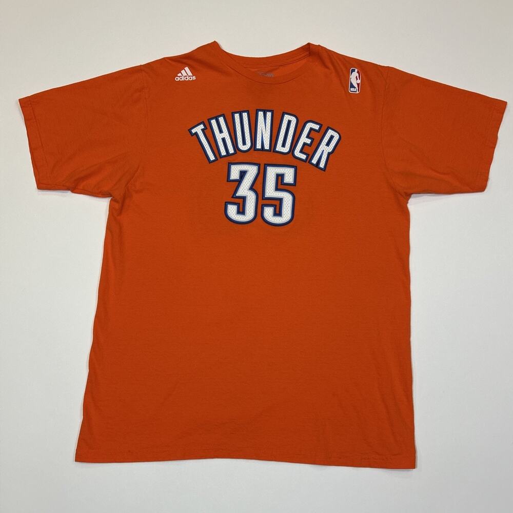 Kevin Durant OKC Thunder T Shirt Men Large Adidas Orange #35 Jersey Style